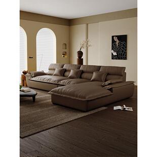 政府补贴华瑞娜意式极简猫抓皮大坐深帆船贵妃沙发客厅轻奢云沙发