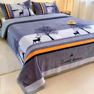 床单冬季加绒厚双面珊瑚绒毛毯铺床单人学生宿舍法兰绒毯子