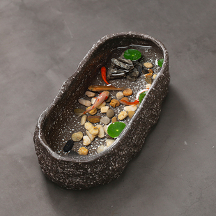 养鱼缸仿石头铜钱草水培碗莲容器水仙花盆特大号个性创意陶瓷无孔