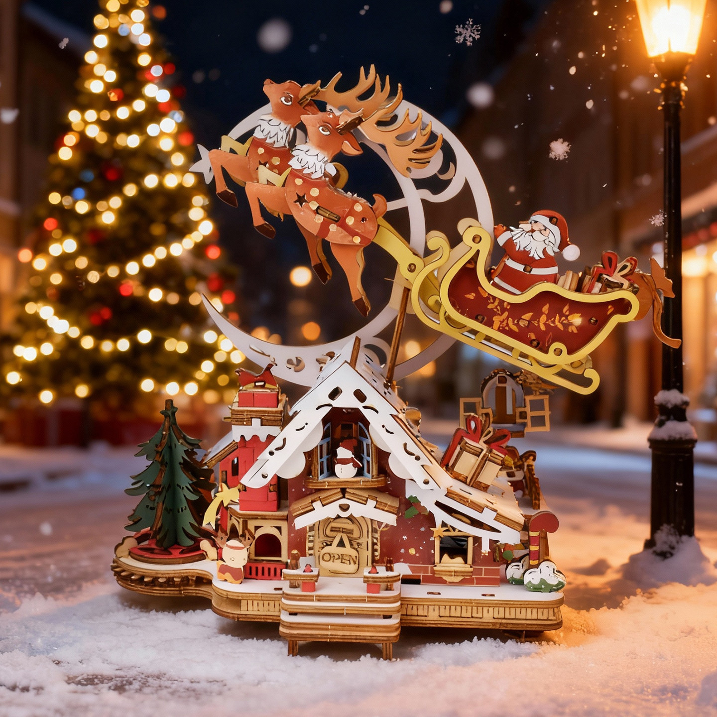 圣诞节礼品木质拼装模型手工DIY礼物3D立体拼图装饰摆件八音盒,节庆用品/礼品,圣诞礼品,淘宝优惠券,粉丝福利购,淘宝优惠卷