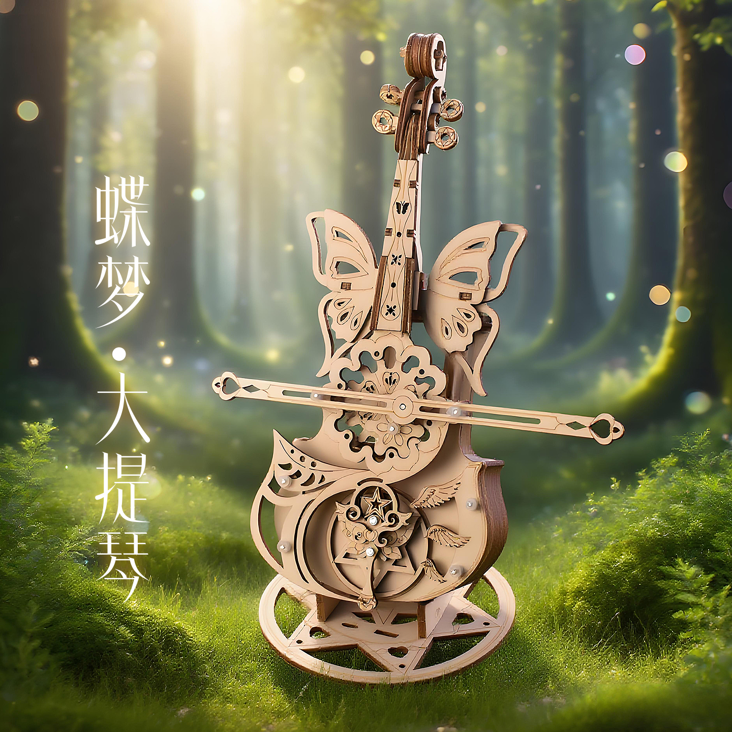 大提琴童木趣蝶梦手工diy八音盒