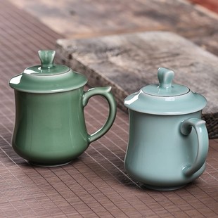 欣和青瓷茶杯礼品家用o男女泡茶杯陶瓷带盖大号水杯个人会议杯订