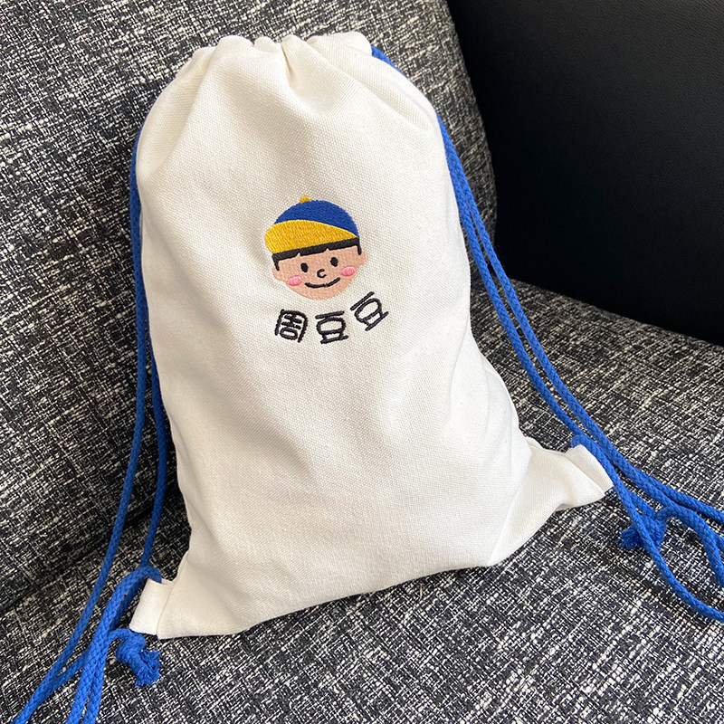 幼儿园束口e袋双肩背包布袋子物品定制收纳袋帆布抽绳姓名订制拉