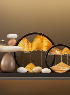 时来运转流沙画摆k件高级感客厅进门口玄关电视柜酒柜办公室装饰