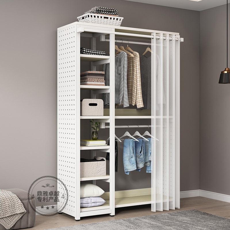 步入式衣帽间转角金属衣帽架落地卧室洞洞板挂衣S架置物架衣柜家