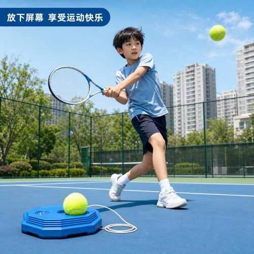 网球训练器单人打带线回弹亲子款网球拍儿童专用练习神器双人双拍