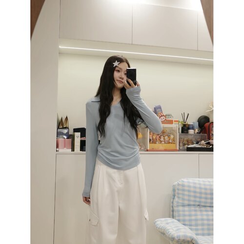【实力派】长袖T恤女款休闲气质打底上衣9785