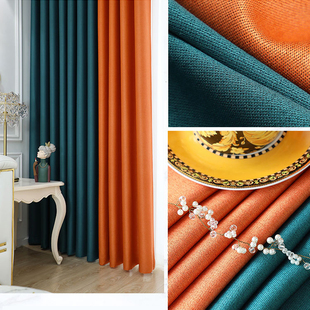 加高加长3.1米轻奢撞素色拼色全遮光北欧风格 新款 自建房超高窗帘