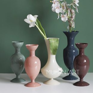 网红法式 复古小花瓶插花摆件家居民宿文艺装 饰品摆件样板间软装