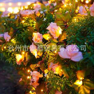 20饰26跨境太新品led彩NKI灯户外庭玫院圣诞节日装瑰花藤条阳能灯