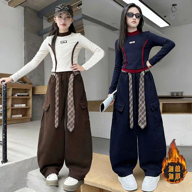 女童秋冬加绒加厚嘻哈街舞演出服