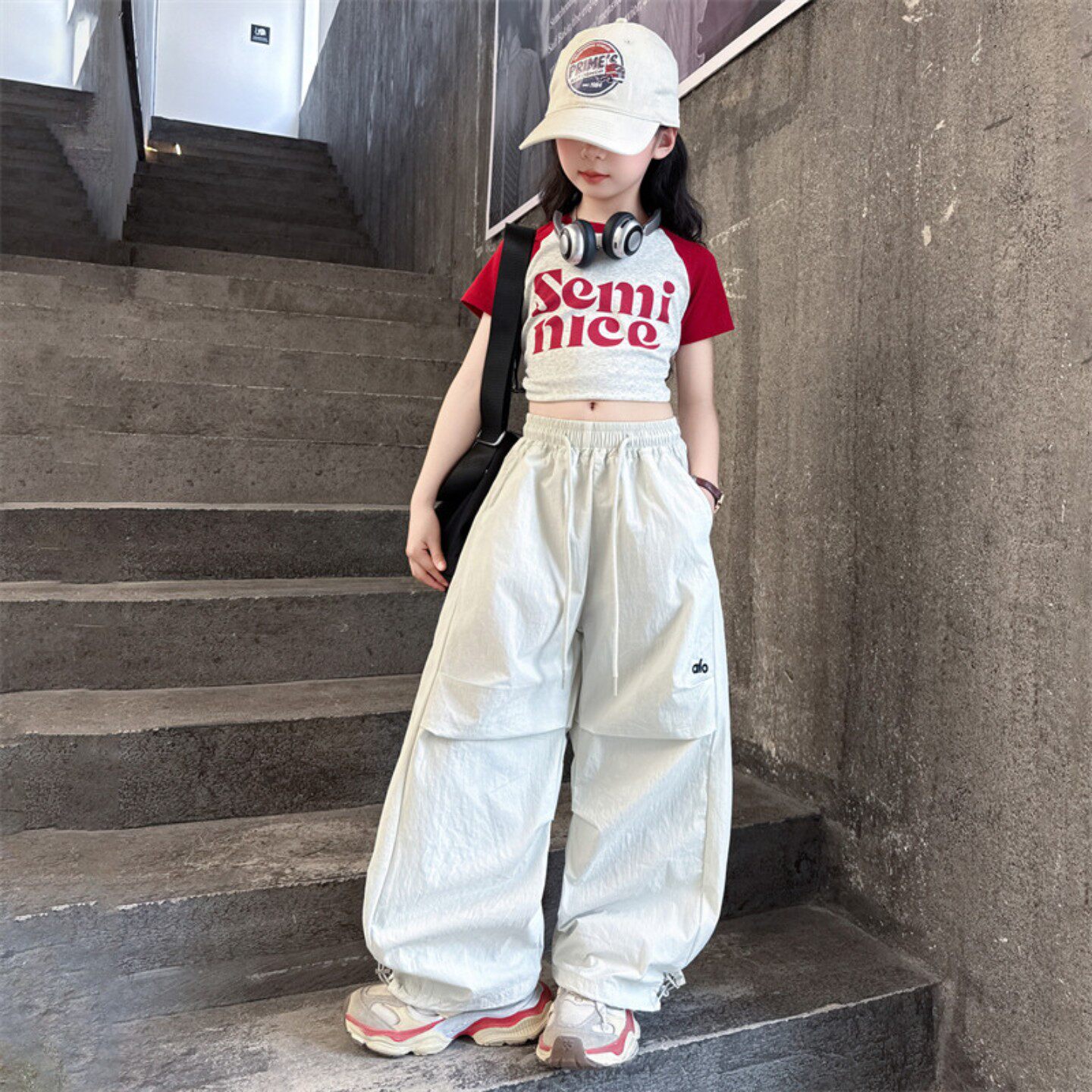 夏季女童露脐抽绳短袖T恤