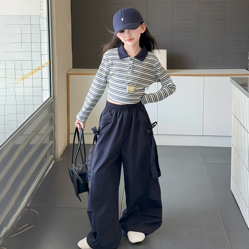 女童炸街套装春秋款工装裤