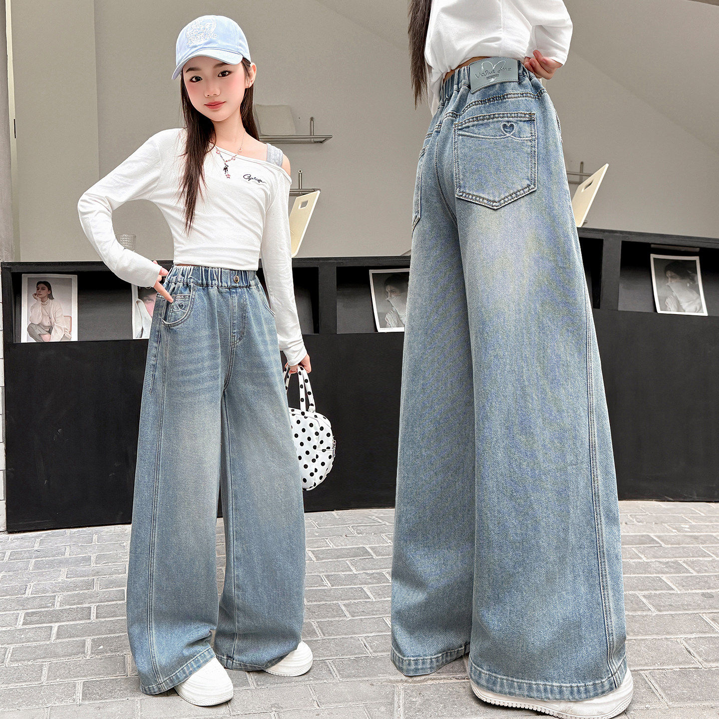 女童牛仔裤2026春秋女大童休闲裤直筒裤子春款韩版宽松春童阔腿裤