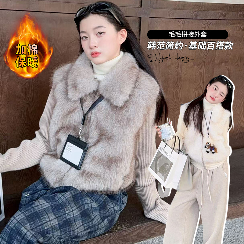 女童秋冬装兔毛狐狸毛皮草外套