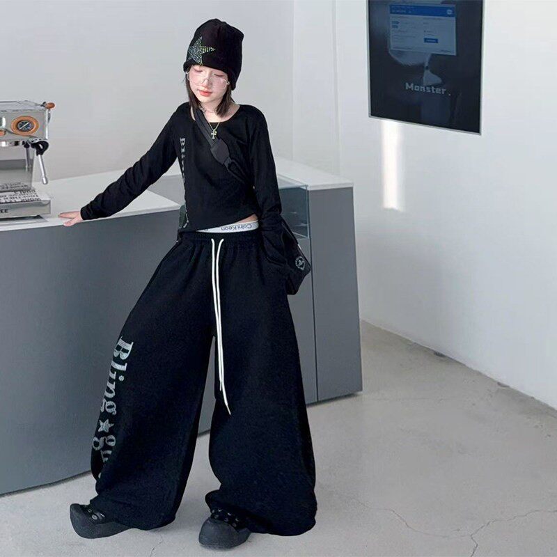 女童爵士舞亮钻阔腿裤两件套