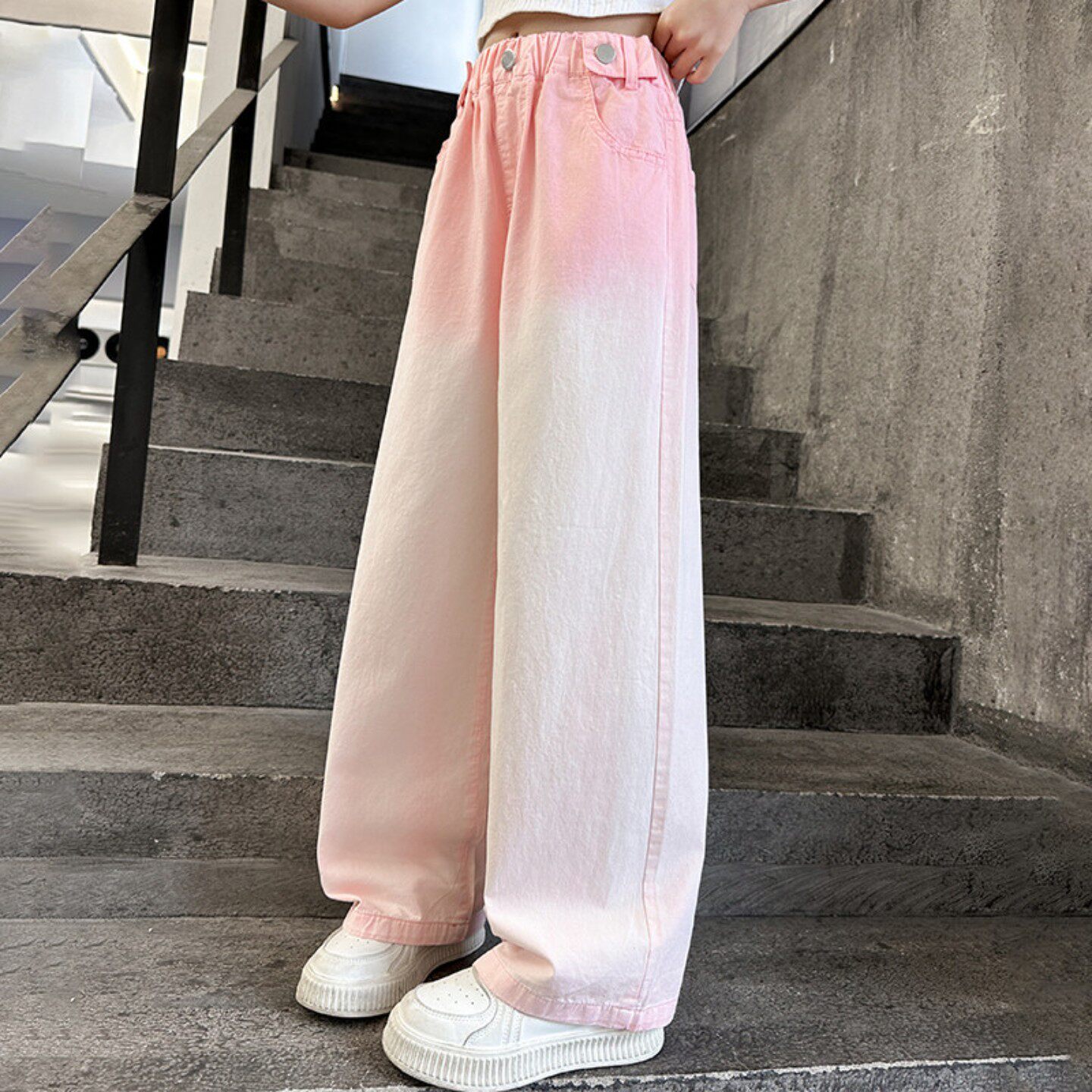 女童裤子夏季薄款新款儿童天丝牛仔裤中大童休闲洋气直筒裤阔腿裤