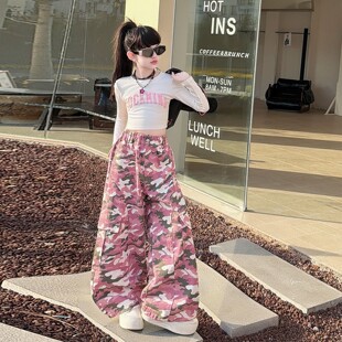 儿童爵士舞服装美式工装风迷彩裤潮酷时髦女童舞蹈演出服街舞练功