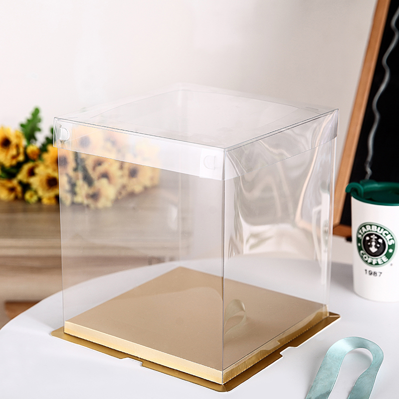 4//6/8/10/12寸单双层加高气球透明生日蛋糕盒透明覆膜.蛋糕包装