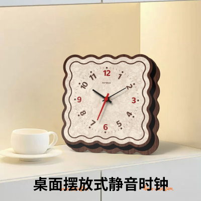 简约现代桌面装饰时钟饼干创意时尚摆件客厅卧室装饰摆放静音钟表
