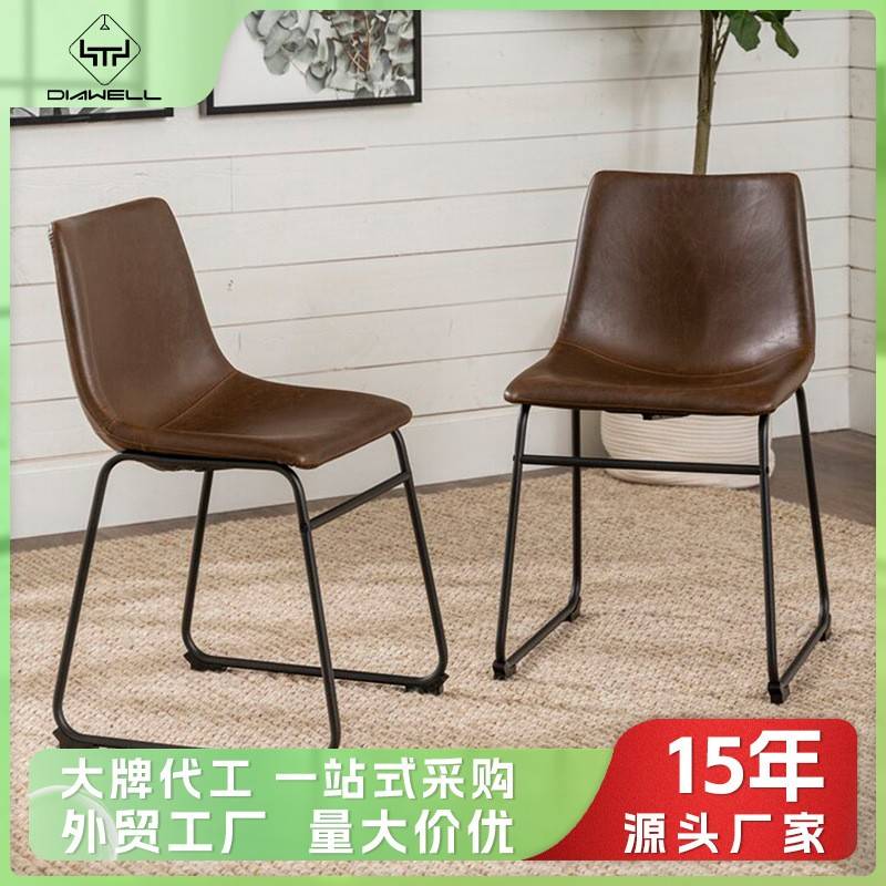 出口餐椅轻奢高级感意式皮质餐厅靠背椅子nordic dining chair