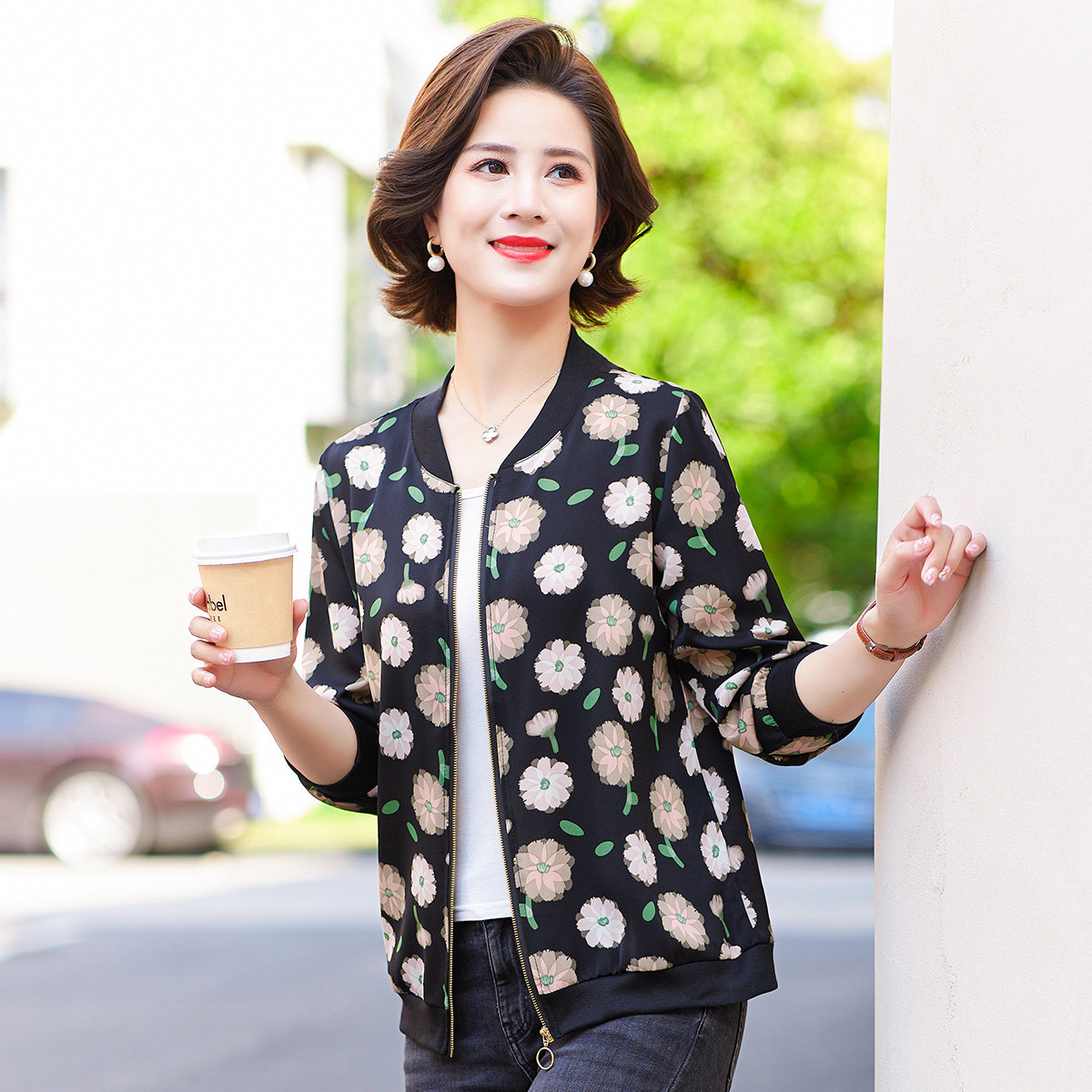 台格【清仓】春夏秋季妈妈装中老年装印花长袖遮阳衣服薄外套女