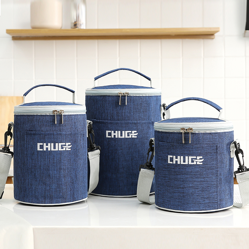 圆形保温饭盒袋保温袋大号加厚铝箔手提便L当包上班带饭包包保温