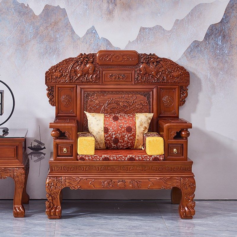 中式明清古典实木沙发组r合红木沙发客厅全套家具仿古实木雕花沙