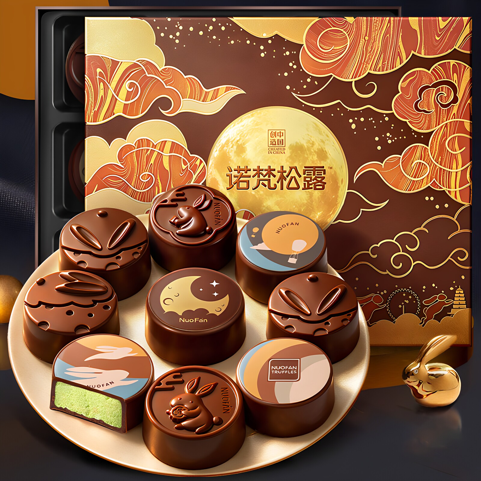 【官方正品】诺梵巧克力月饼礼盒多种口味中秋送长辈高端礼品正品