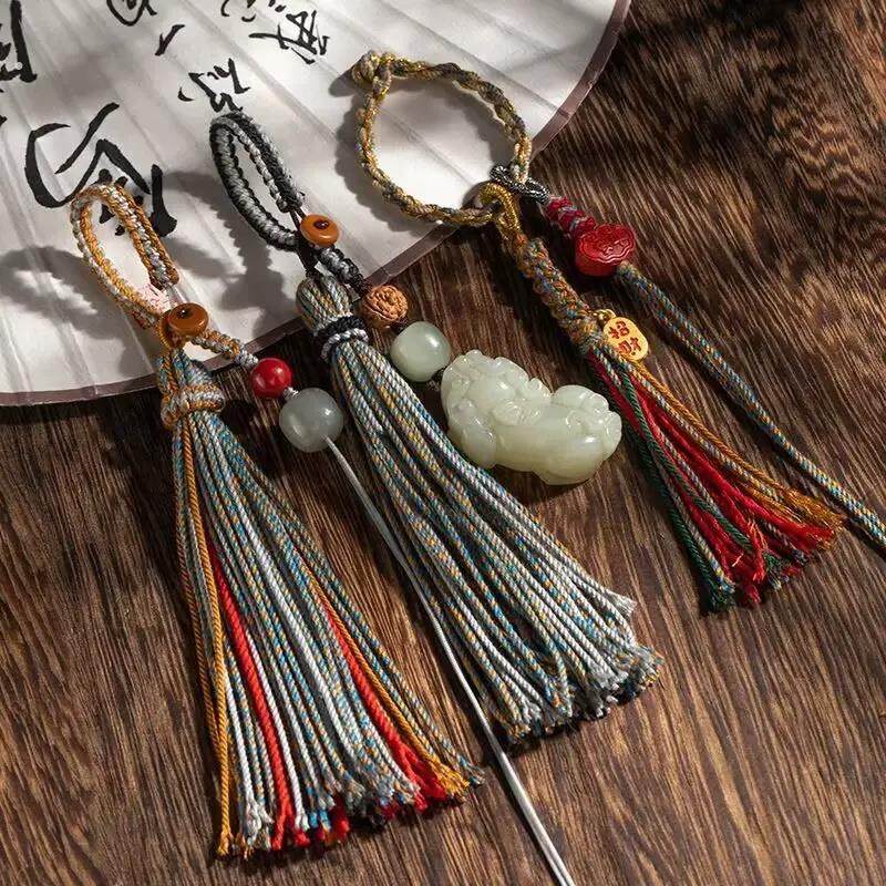 手工编织藏式流苏汽车钥匙扣半成品挂绳配件手机链文玩挂件女