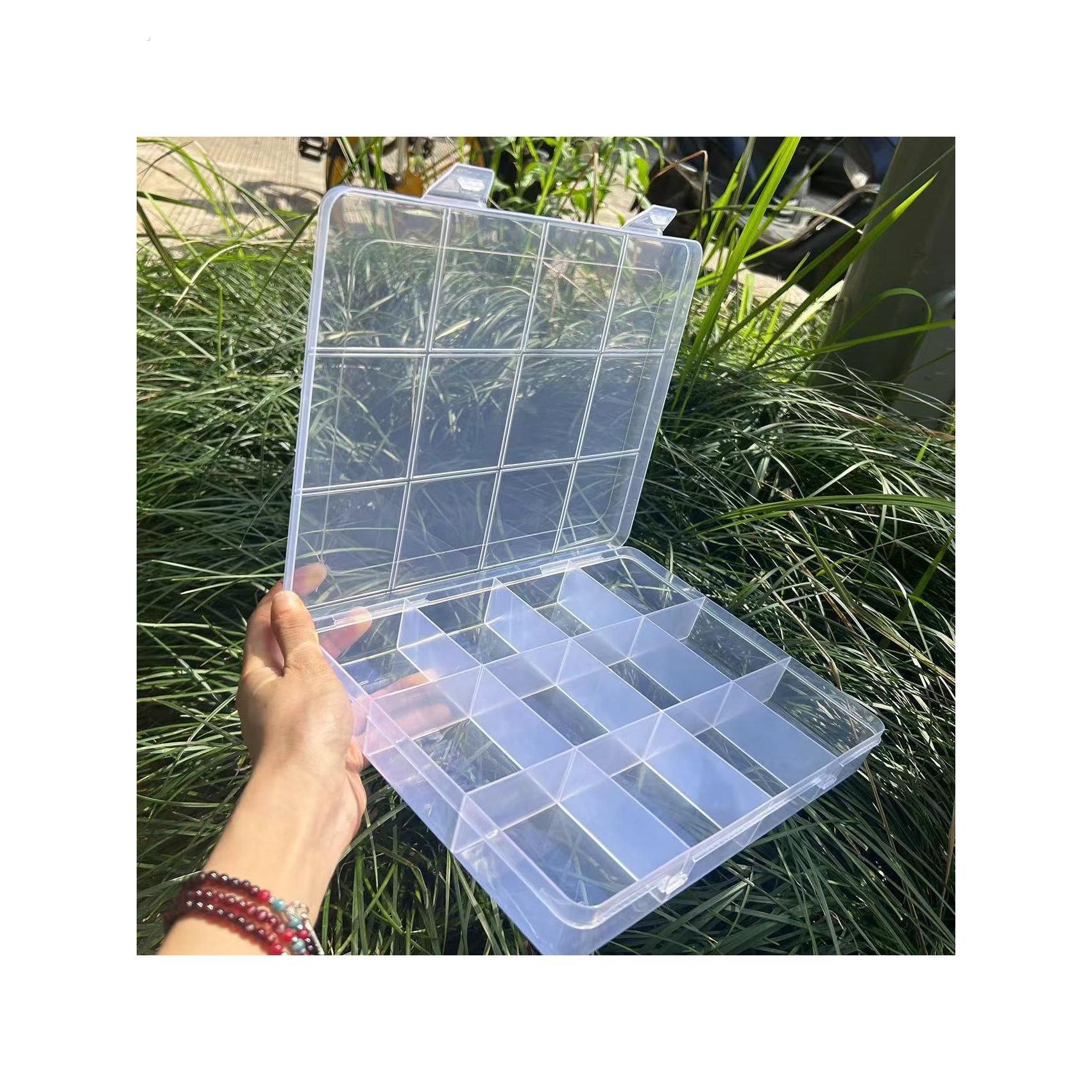 12格带卡槽收纳盒固定分格大容量琉璃米珠配件透明首饰收纳盒
