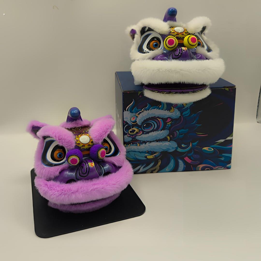 【幻紫款】醒狮摆件赠送坐垫车载居家摆件醒狮工艺品礼品收藏