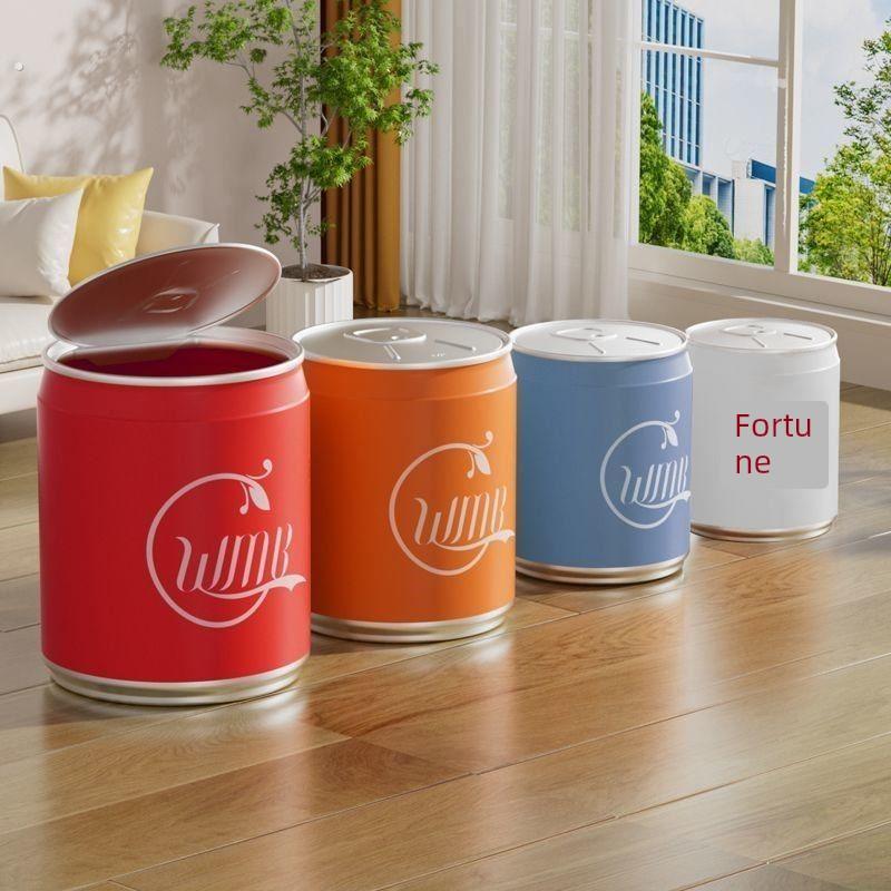 家用可乐罐垃圾桶网红客厅卧室卫生间厕所按压式带盖易拉罐纸篓