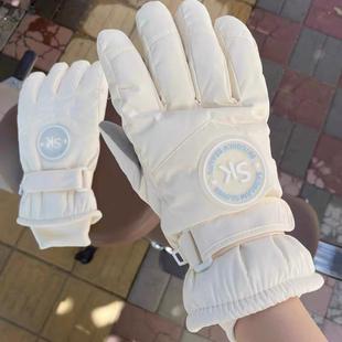 骑行手套女冬季 滑雪手套运动保暖防水防滑骑电动车可触屏加绒防寒