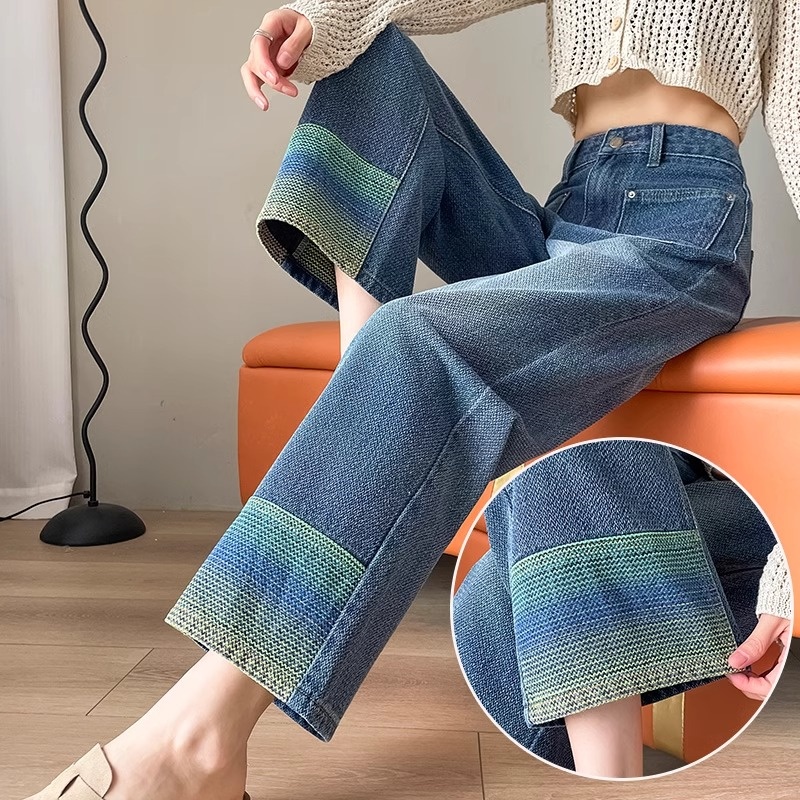 2025春季新款设计感渐变牛仔裤女