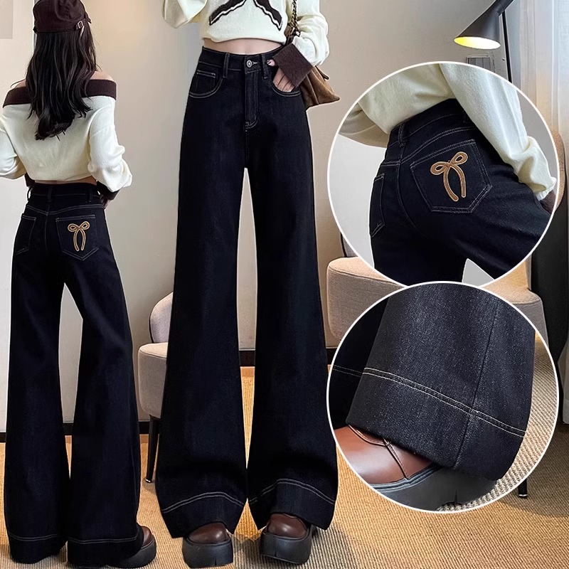 2025年春季新款窄版阔腿牛仔裤女