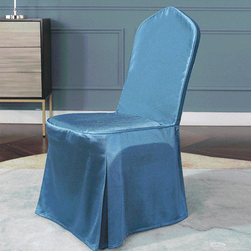 玲珑缎连体凳子套酒店饭店餐厅简约椅套宴会餐桌凳子套罩定做布艺