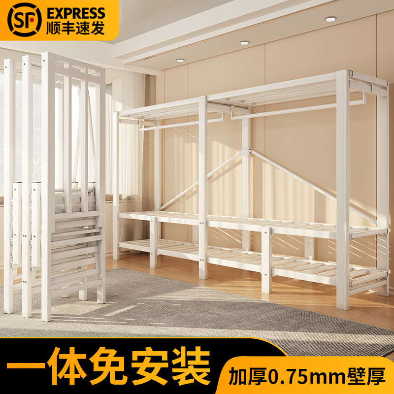 简易衣柜卧室免安装可折叠柜子出租房用加粗加厚全钢架布衣柜