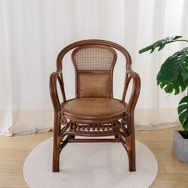 休闲天然真藤老人喝茶靠背真藤椅三件套阳台办公手工编织滕腾椅子