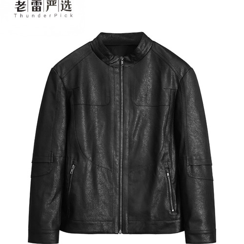 BLACK ADAM 立领休闲真皮皮衣ZL8002 男士黑色外套百搭经典春秋