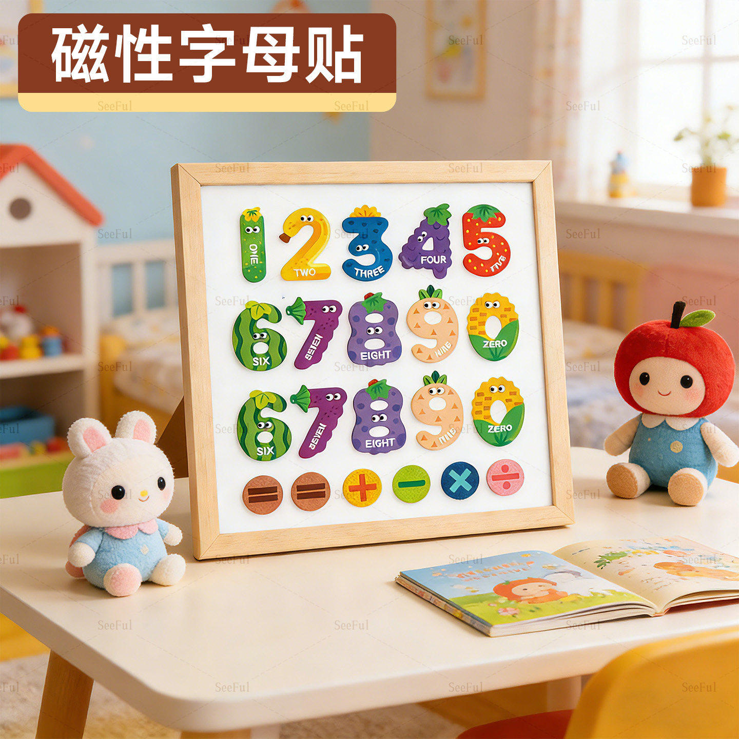 【多件多折】屋檐数字字母贴圆形彩色磁力片黑板贴别惹妈妈生气装饰帘小磁扣强磁吸磁贴磁力笔筒收纳盒工字钉图片