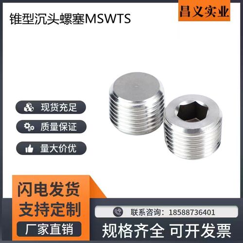 MSWTS/MSWTSK-J/S/1/2/3/4/6/8不锈钢喉塞 锥型沉头螺塞