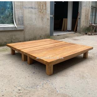 实木床地台床榻榻米沙发座休闲阳台床榫卯结构扎实稳定老榆木床