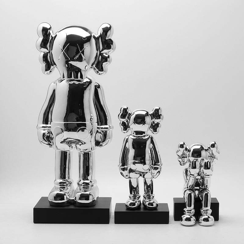 现代轻奢Kaws暴力熊摆件北欧极简雕塑室内电镀摆设样板间软装饰品