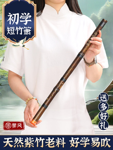洞箫紫竹短箫初学入门G调F专业古风八8孔六6高档短萧笛潇民族乐器