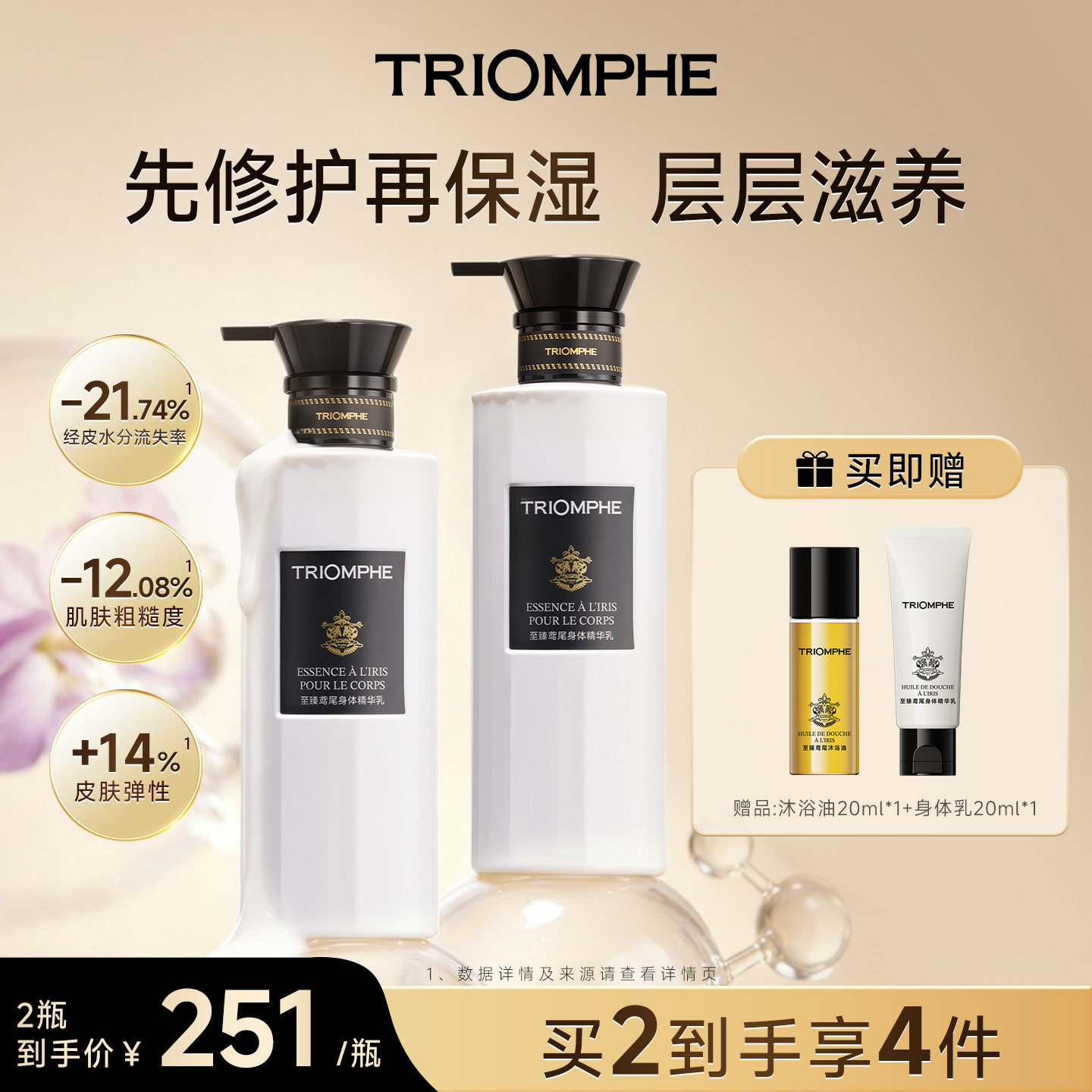 TRIOMPHE缇欧馥保湿身体乳紧致滋润皮肤修护舒缓持久留香润肤乳