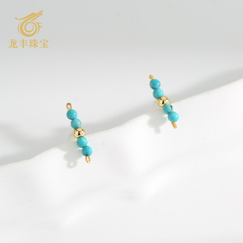 正品天然绿松石圆珠耳饰女款高级