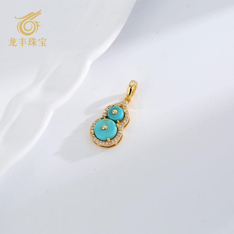 天然绿松石直切葫芦万能扣女款
