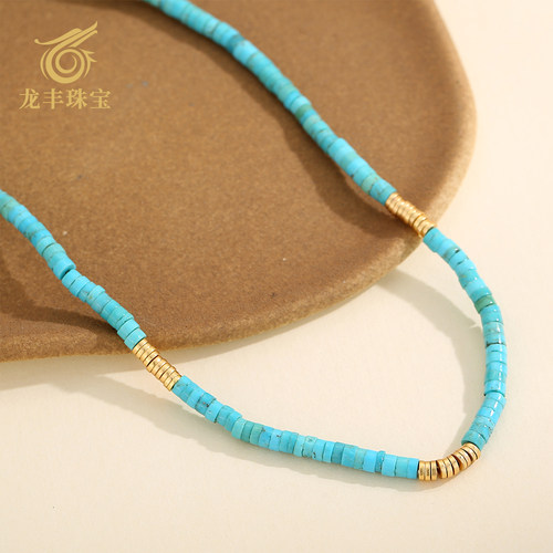 正品天然绿松石直切diy项链女款