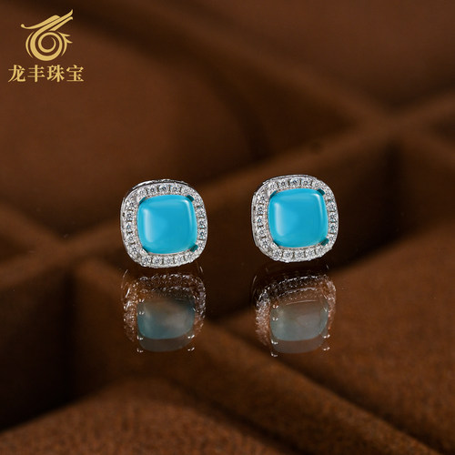 龙丰绿松轩天然绿松石耳钉